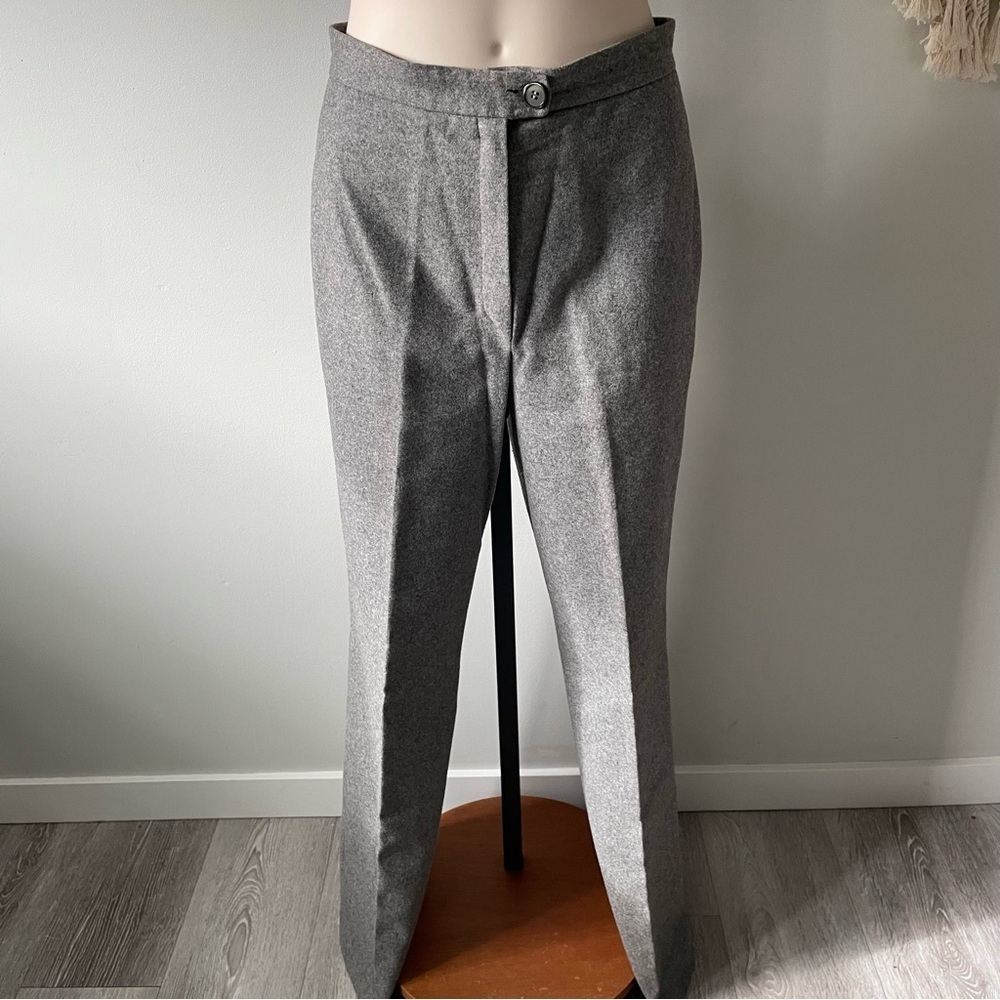 70s 80s Vintage Courtney Downs 100% Wool Trouser Pants Grey High Rise Long